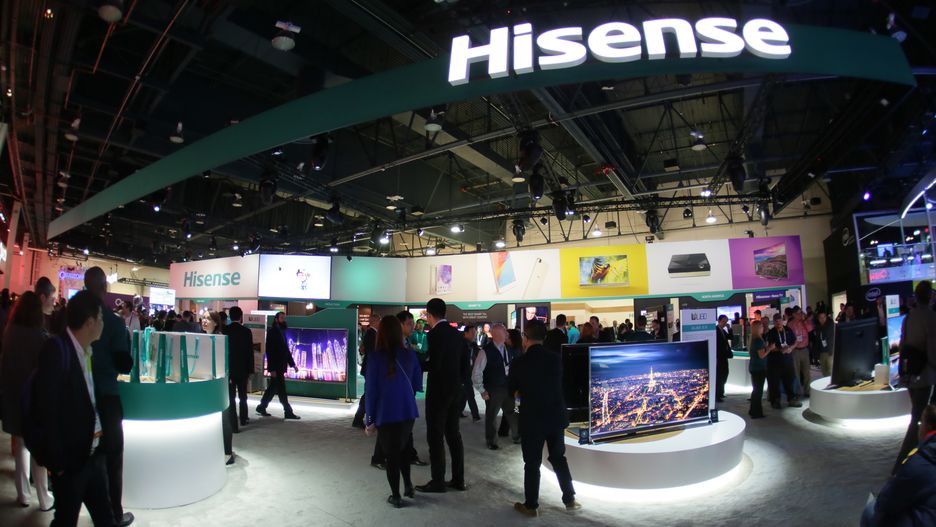 Hisense uses spotlights to direct attention to their TVs