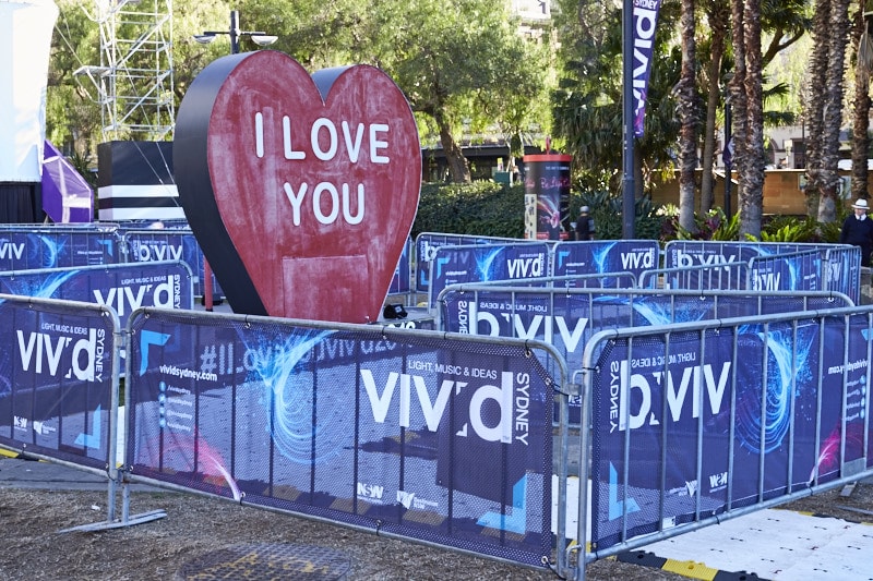 Crowd control mesh banners at a Sydney event