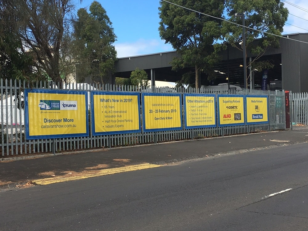 Fence banners to promote Victorian Caravan Supershow
