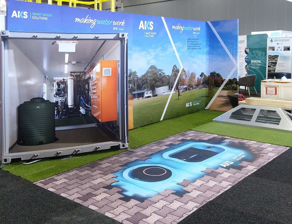 Exhibition stand with floor decal