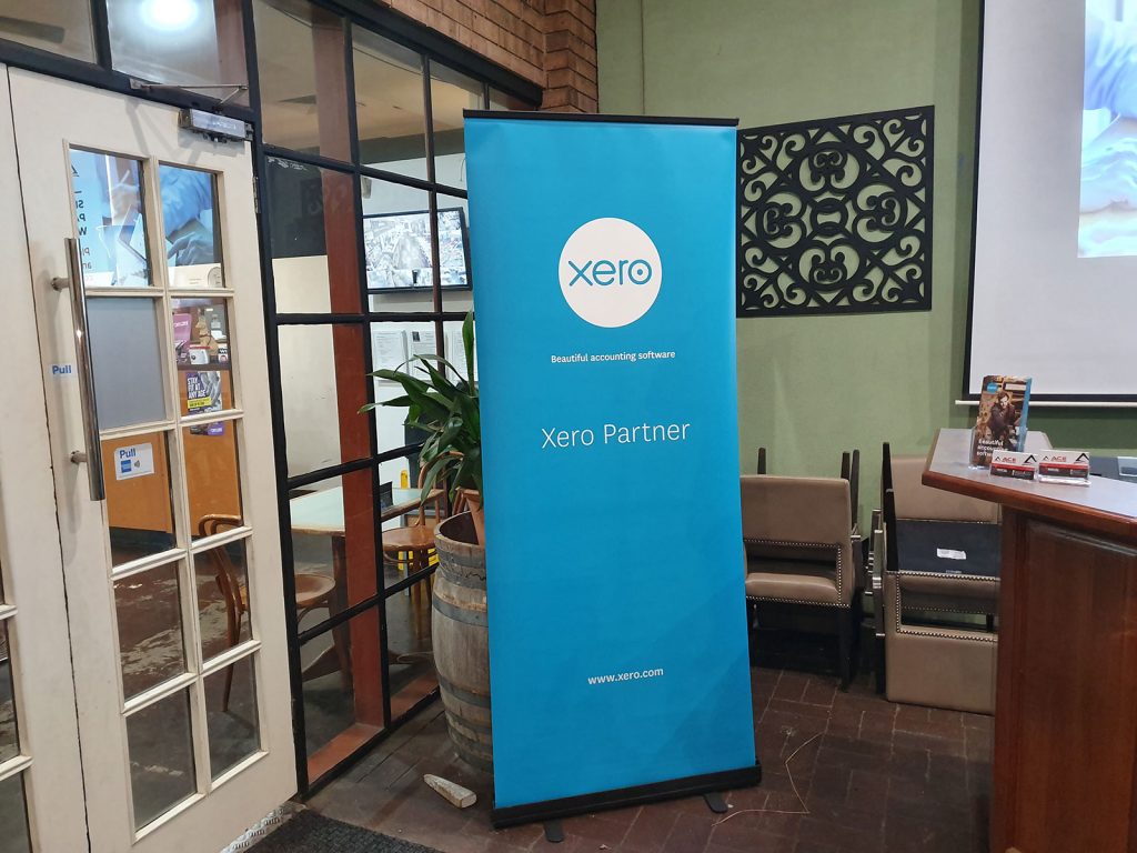 Xero pull up banner in a reception area