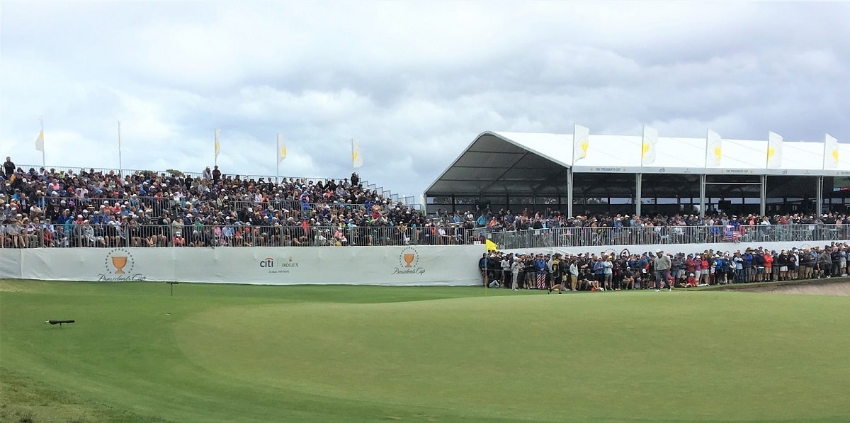 Fence mesh on The Royal Suites Marquee on the 10th Green